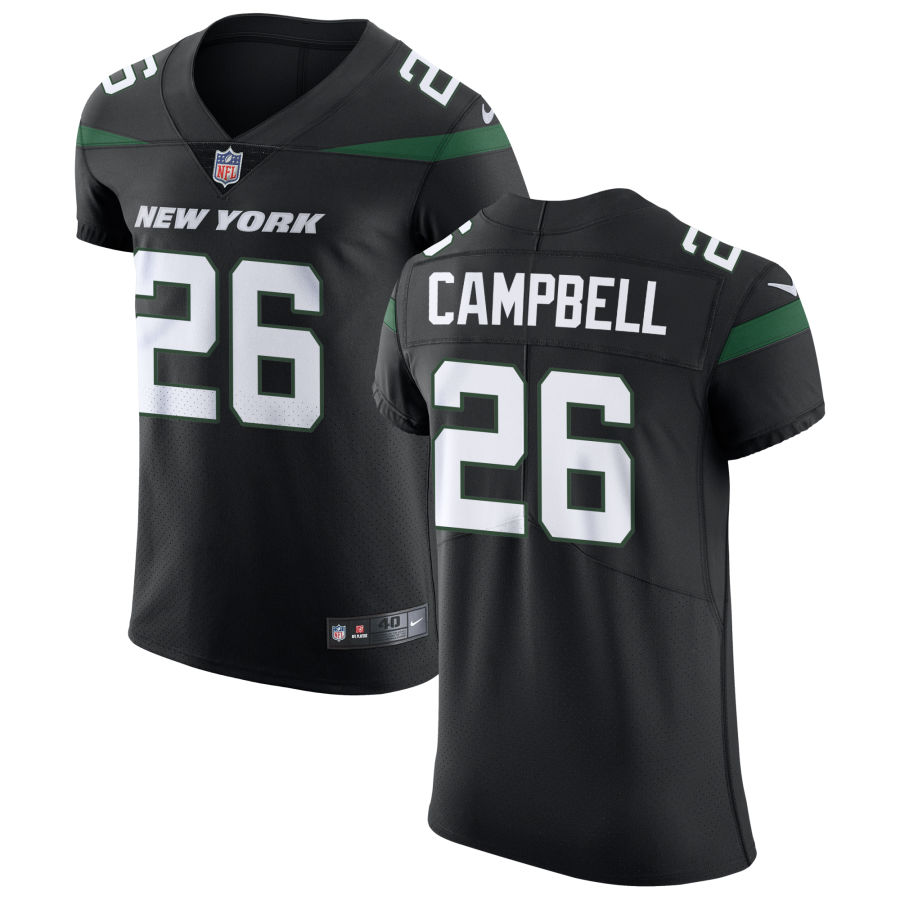 Mens New York Jets #26 Elijah Campbell Black Nike NFL Vapor Limited Jersey