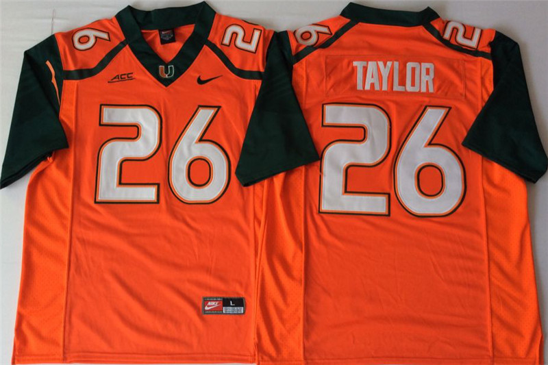 Men's Miami Hurricanes #26 Sean Taylor Nike Orange Limited Throwback Football Jersey