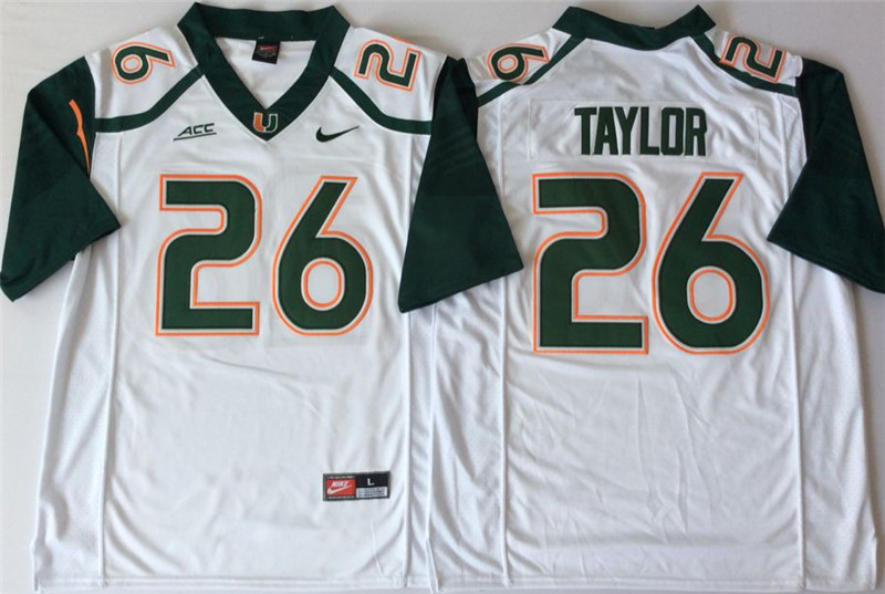 Mens Miami Hurricanes Custom Nike White Limited Throwback Football Jersey