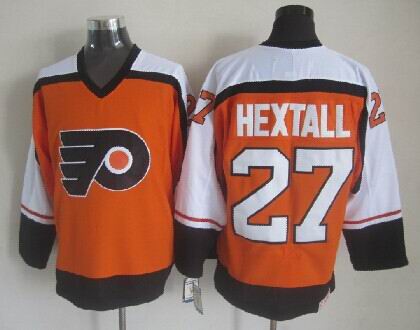 Mens  Philadelphia Flyers #27 Ron Hextall Orange 1987 Vintage Throwback CCM hockey Jersey