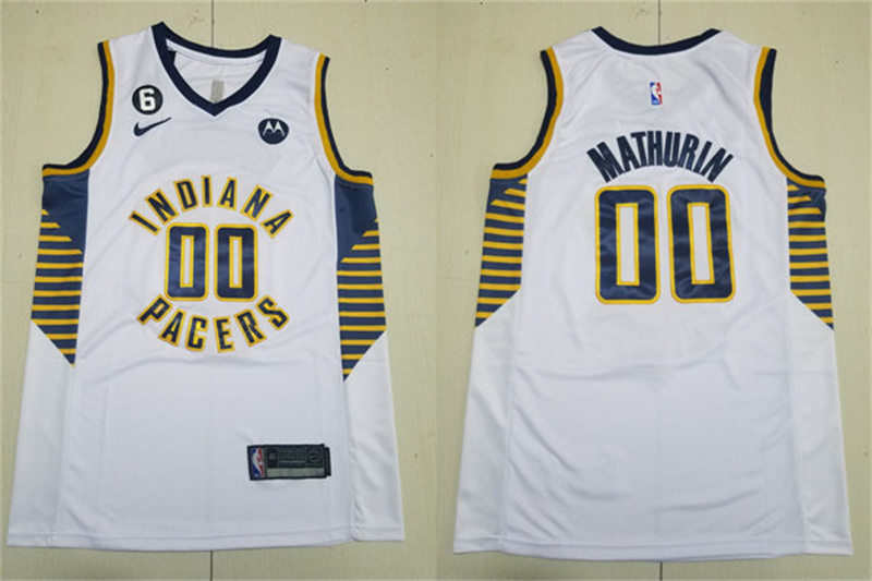 Mens Indiana Pacers #00 Bennedict Mathurin White Association Edition Jersey