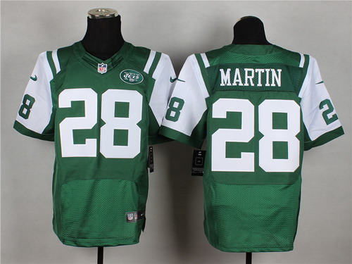 Men's New York Jets #28 Curtis Martin Green  Nik Elite Jersey