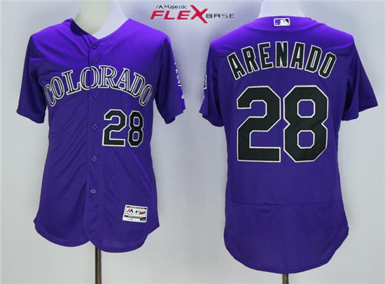 Men's Colorado Rockies #28 Nolan Arenado Majestic Alternate Purple 2016 FlexBase Baseball Jersey