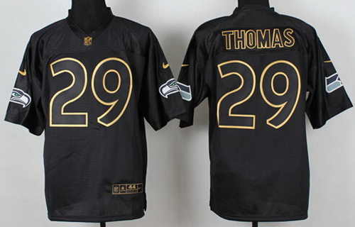 Men's Seattle Seahawks #29 Earl Thomas III  2014 PRO Gold Lettering Nike Fashion Jerseys