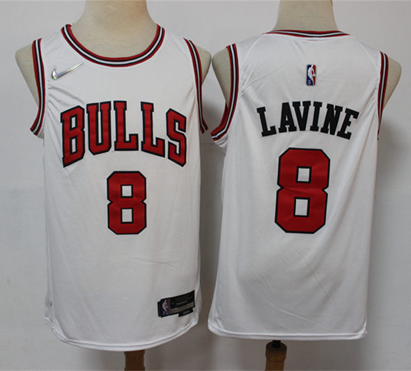 Mens Chicago Bulls #8 Zach LaVine Nike White Association Edition Jersey