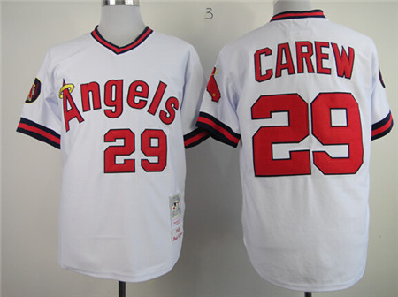 Men's LA Angels of Anaheim #29 Rod Carew White Throwback Jersey