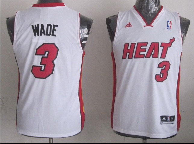 Kid's Miami Heat #3 Dwyane Wade White Revolution 30 Jersey