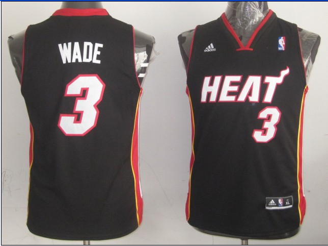Kid's Miami Heat #3 Dwyane Wade Black Revolution 30 Jersey