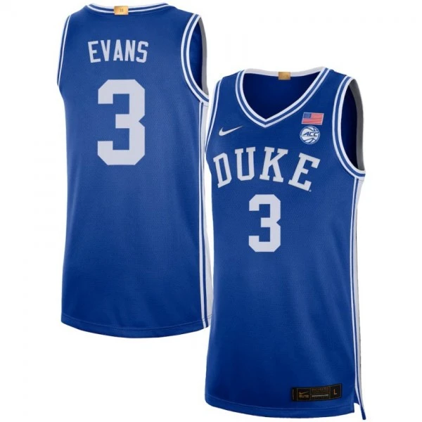 Mens Youth Duke Blue Devils #3 Isaiah Evans Royal College Basketball Game Jersey