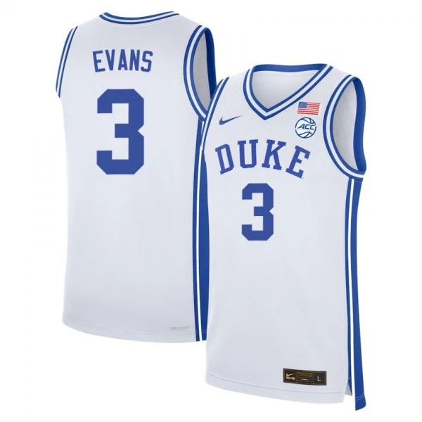 Mens Youth Duke Blue Devils #3 Isaiah Evans White College Basketball Game Jersey