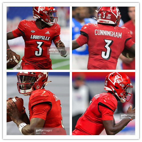 Mens Louisville Cardinals #3 Malik Cunningham Adidas 2021 All Red College Football Game Jersey