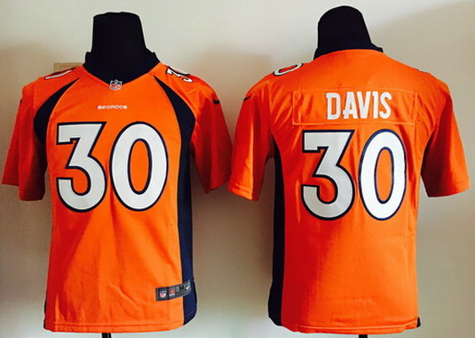 Youth Denver Broncos #30 Terrell Davis Orange Retired Player NFL Nike Game Jersey