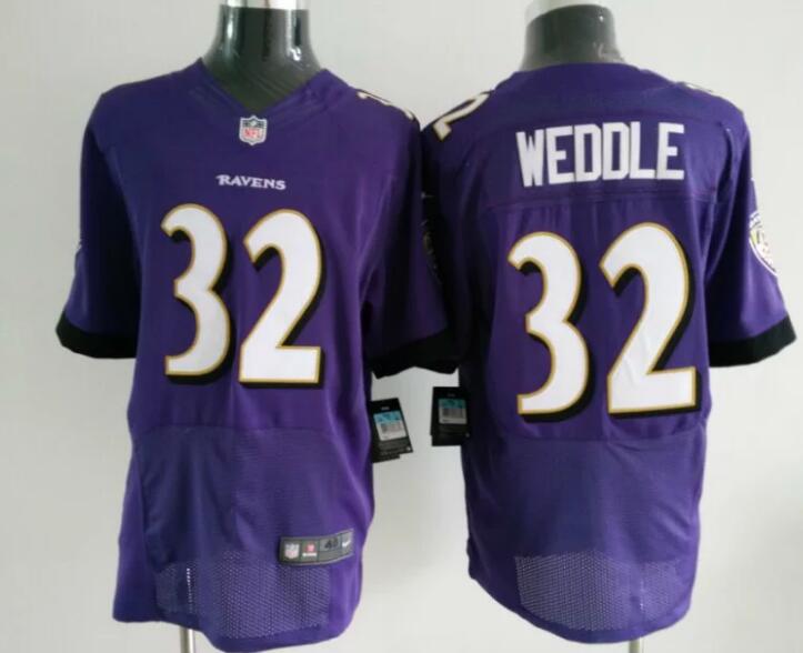 Men's Baltimore Ravens #32 Eric Weddle Purple Team Color NFL Nike Elite Jersey