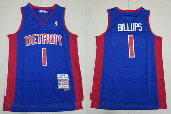 Mens Detroit Pistons #1 Chauncey Billups Mitchell & Ness Royal 2003-04 Hardwood Classics Swingman Jersey