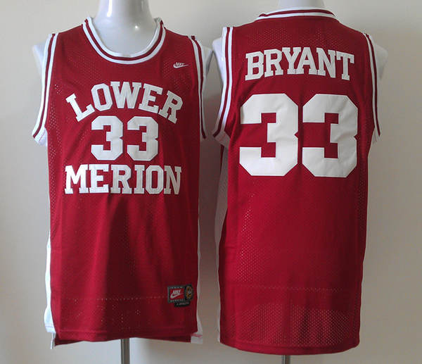 Men's Lower Merion #33 Kobe Bryant Red Soul Swingman Stitched High School Basketball Jersey