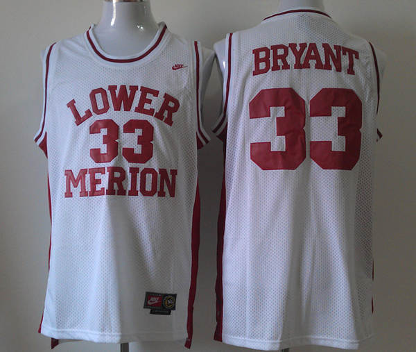 Mens Lower Merion #33 Kobe Bryant Stitched Nike White High School Swingman Basketball Jersey