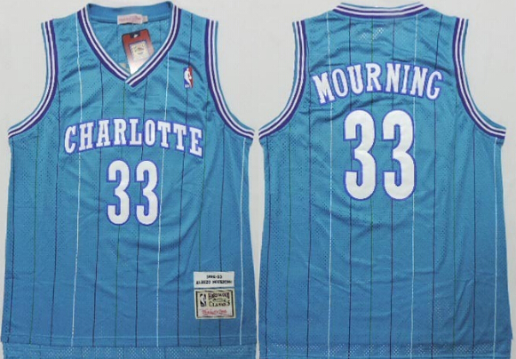 Men's Charlotte Hornets #33 Alonzo Mourning Green Swingman Throwback Jersey