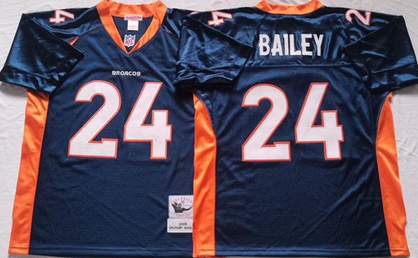 Men's Denver Broncos #24 Champ Bailey Mitchell & Ness Navy NFL Throwback Football Jersey