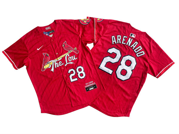 Mens St. Louis Cardinals #28 Nolan Arenado Red 2024 City Connect Limited Jersey