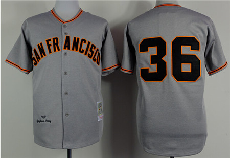 Men's San Francisco Giants #36 Gaylord Perry 1962 Gray Mitchell&Ness Throwback Jersey