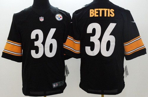 Men's Pittsburgh Steelers #36 Jerome Bettis Black Nik Elite Jersey