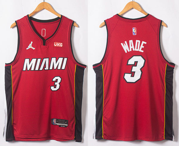 Mens Miami Heat  #3 Dwyane Wade Jordan Red Statement Edition Jersey