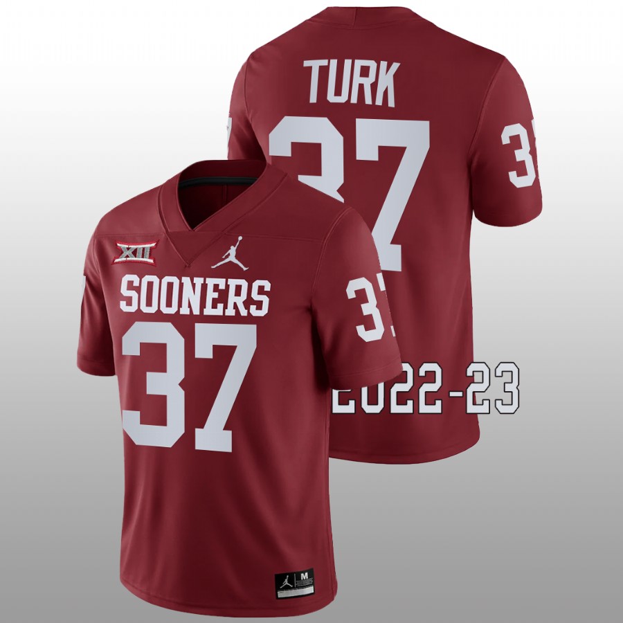Men Oklahoma Sooners #37 Michael Turk Crimson Jordan College Football Game Jersey