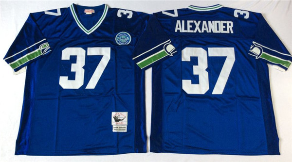 Mitchell&Ness Seattle Seahawks #37 Shaun Alexander Blue Throwback Jersey