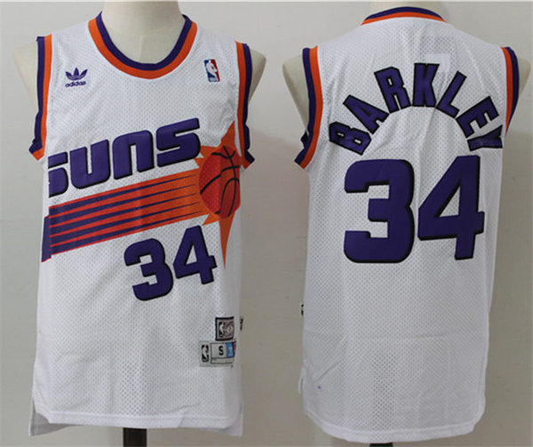Men's Phoenix Suns #34 Charles Barkley White Throwback Swingman Jersey