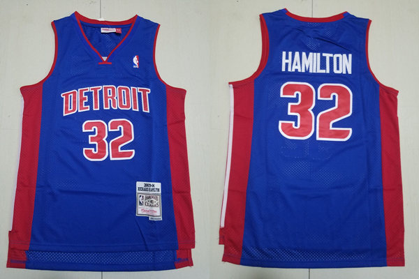 Men's Detroit Pistons #32 Richard Hamilton Mitchell & Ness Royal 2003-04 Hardwood Classics Swingman Jersey