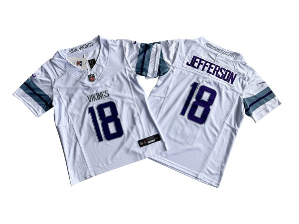 Youth Minnesota Vikings #18 Justin Jefferson Nike White Alternate Vapor F.U.S.E. Winter Warrior Limited Jersey