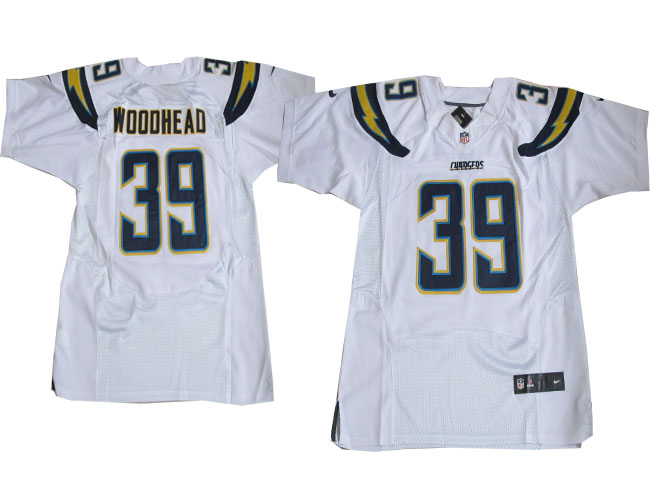 Men's Nike San Diego Chargers #39 Danny Woodhead White Nike Elite Jersey