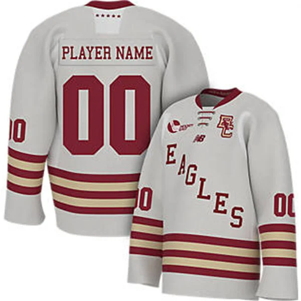 Men's Youth Boston College Eagles Custom New Balance 2022-23 White Hockey Game Jersey