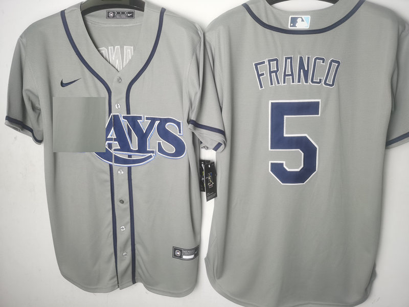 Mens Tampa Bay Rays #5 Wander Franco Nike Away Gray CoolBase Baseball Jersey