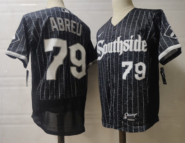 Men's Chicago White Sox #79 Jose Abreu Stitched Nike Black 2021 MLB FlexBase City Connect Jersey
