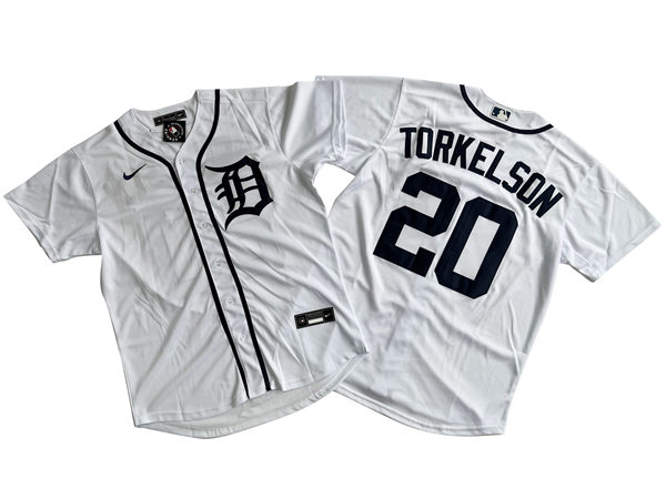Men's Detroit Tigers #20 Spencer Torkelson Nike White Home CoolBase Jersey