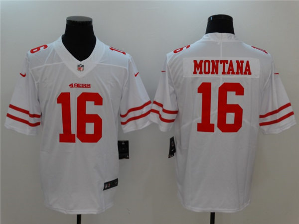 Men's San Francisco 49ers #16 Joe Montana  NFL Nike White Vapor Limited Player Jersey