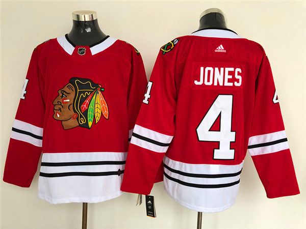 Mens Chicago Blackhawks #4 Seth Jones Stitched Adidas Home Red Jersey