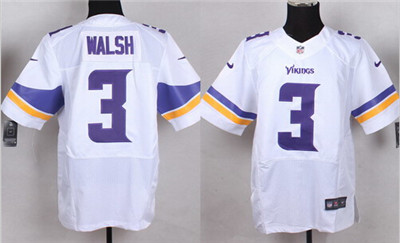 Men's Minnesota Vikings #3 Blair Walsh 2013 Nike White Elite Jersey