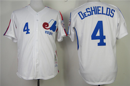 Montreal Expos #4 Delino DeShields White Throwback Jersey