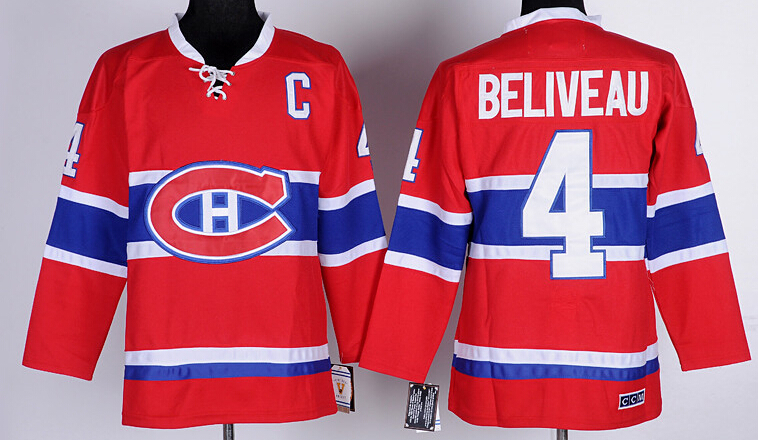 Men's Montreal Canadiens #4 Jean Beliveau Red CCM Jersey