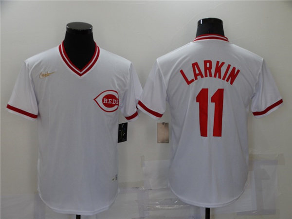Men's Cincinnati Reds Retired Player #11 Barry Larkin Nike White Home Flex Base Player Jersey