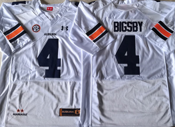 Men's Auburn Tigers #4 Tank Bigsby Under Armour White Football Jersey