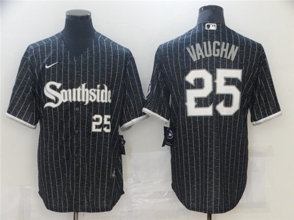 Men's Chicago White Sox #25 Andrew Vaughn Stitched Nike Black 2021 MLB FlexBase City Connect Jersey