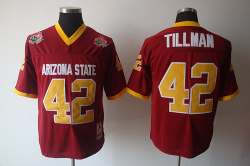 Mens Arizona State Sun Devils #42 Pat Tillman Red Throwback Jersey