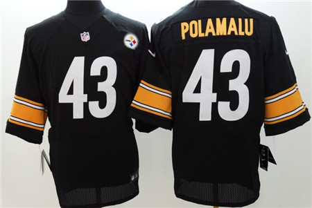 Men's Pittsburgh Steelers #43 Troy Polamalu Black Nik Elite Jersey