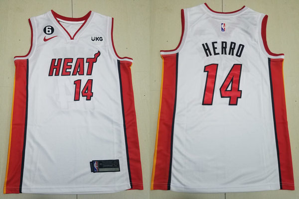 Mens Miami Heat #14 Tyler Herro Nike White Association Edition Swingman Jersey