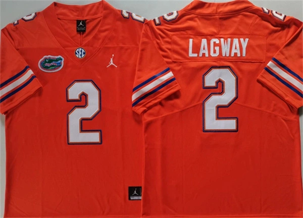 Mens Florida Gators #2 DJ Lagway Orange College Football Game Jersey