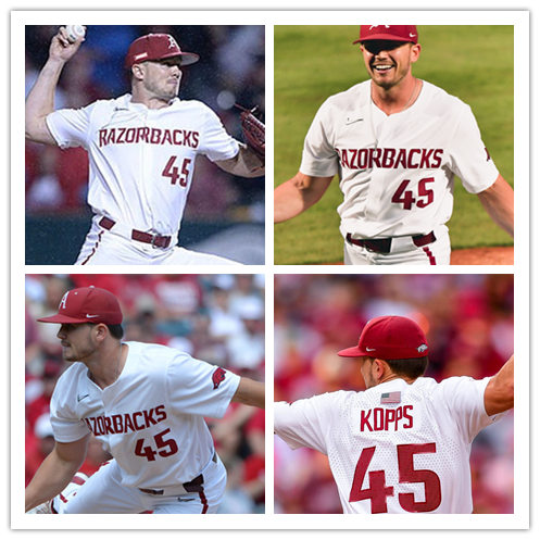 Mens Arkansas Razorbacks #45 Kevin Kopps 2020 Diamonds Nike White Vapor Prime College Baseball Jersey