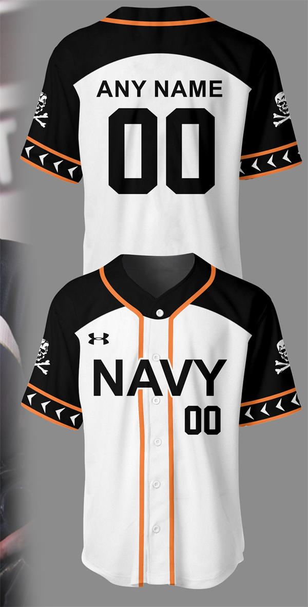 Mens Youth Navy Midshipmen Custom 2025 White Button College Baseball Game Jersey